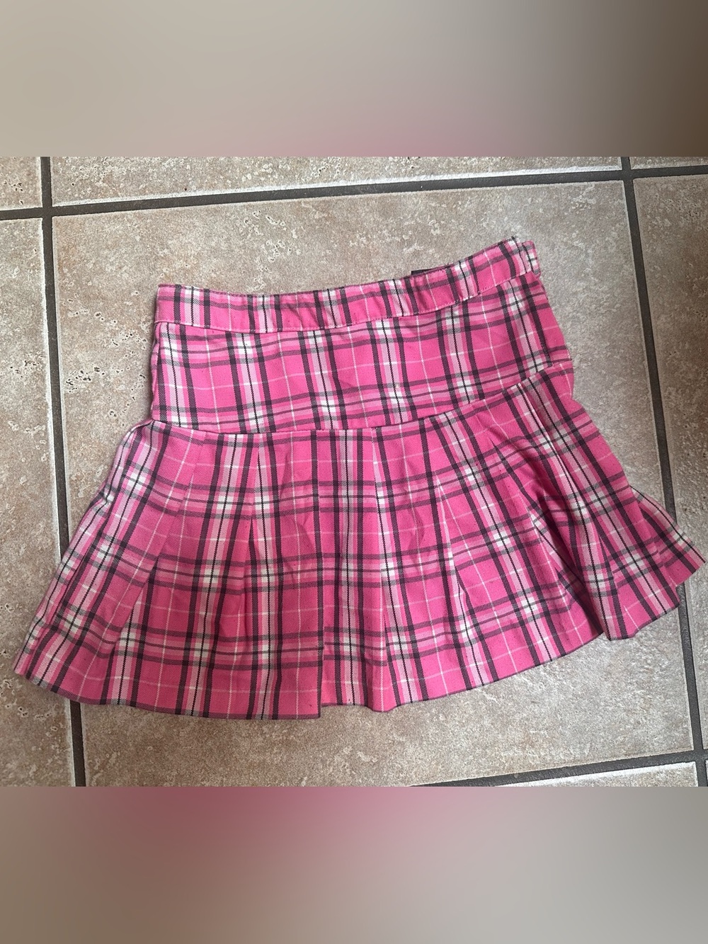 H&M Bright Pink Plaid Pleated Skirt